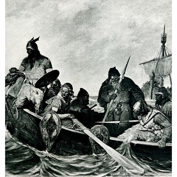 Norse Viking Leif Ericson Coast Of Vineland Photo Gravure Victorian 1894 DWS11 - Picture 1 of 3